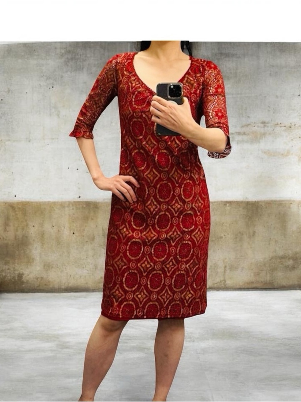 Vintage 2000’s Y2K deep red knee-length dress